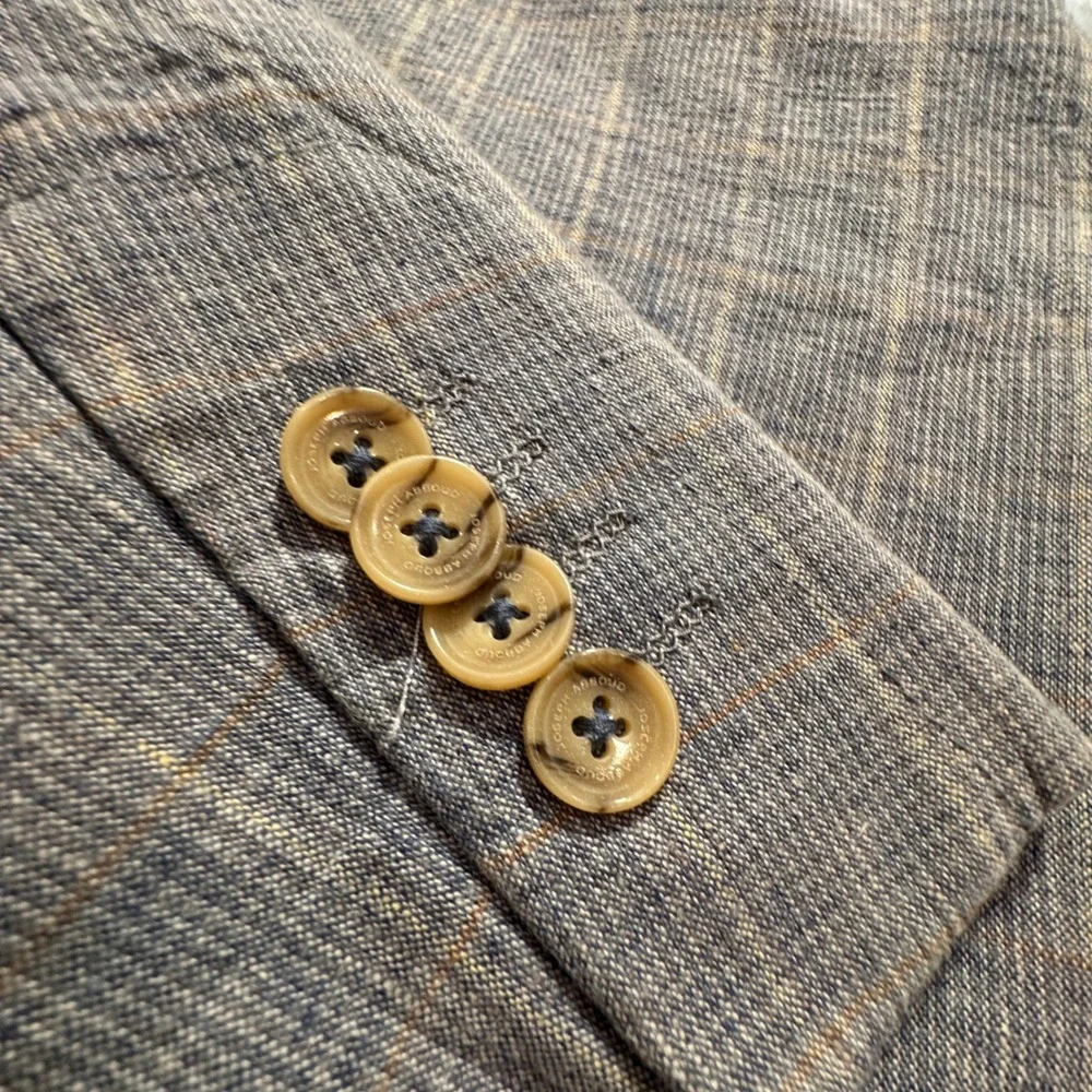 Joseph Abboud Sport Coat Mens L 42R Gray Plaid Linen Vacation Heritage Blazer